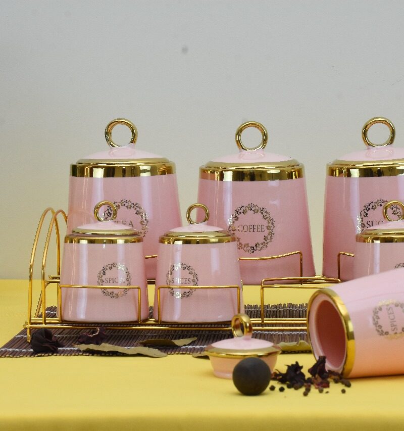 طقم توابل 7قطع مدهب بورسلين