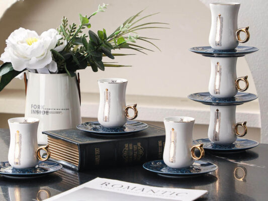 طقم قهوة بورسلين تركى 12 قطعة -blue