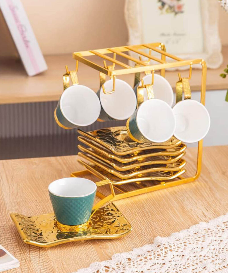 طقم قهوة بورسلين بحامل (gr)