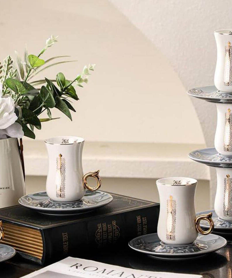 طقم قهوة بورسلين تركى 12 قطعة - gr